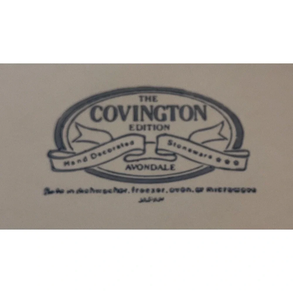 Vintage Covington Edition Stoneware Japan Avondale Blue Off White Dinner Plate